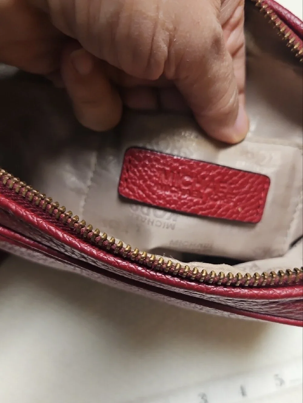 Michael Kors Red Pebbled Leather Crossbody with Gold Hardware